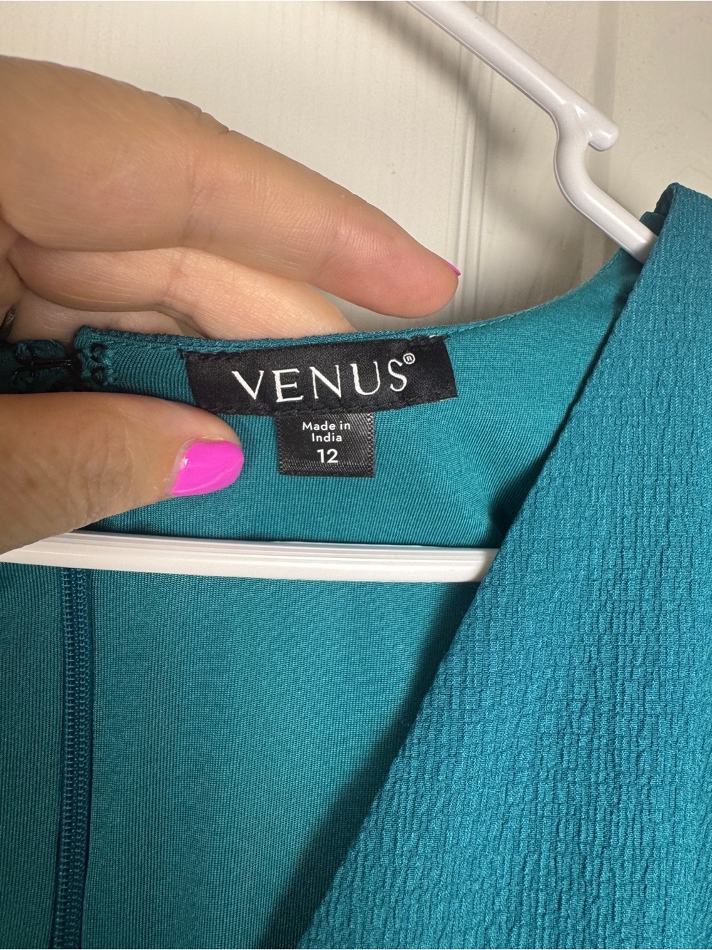 VENUS Teal Ruffle-Sleeve V-Neck  Romper Size 12 Stretch - Picture 9 of 14